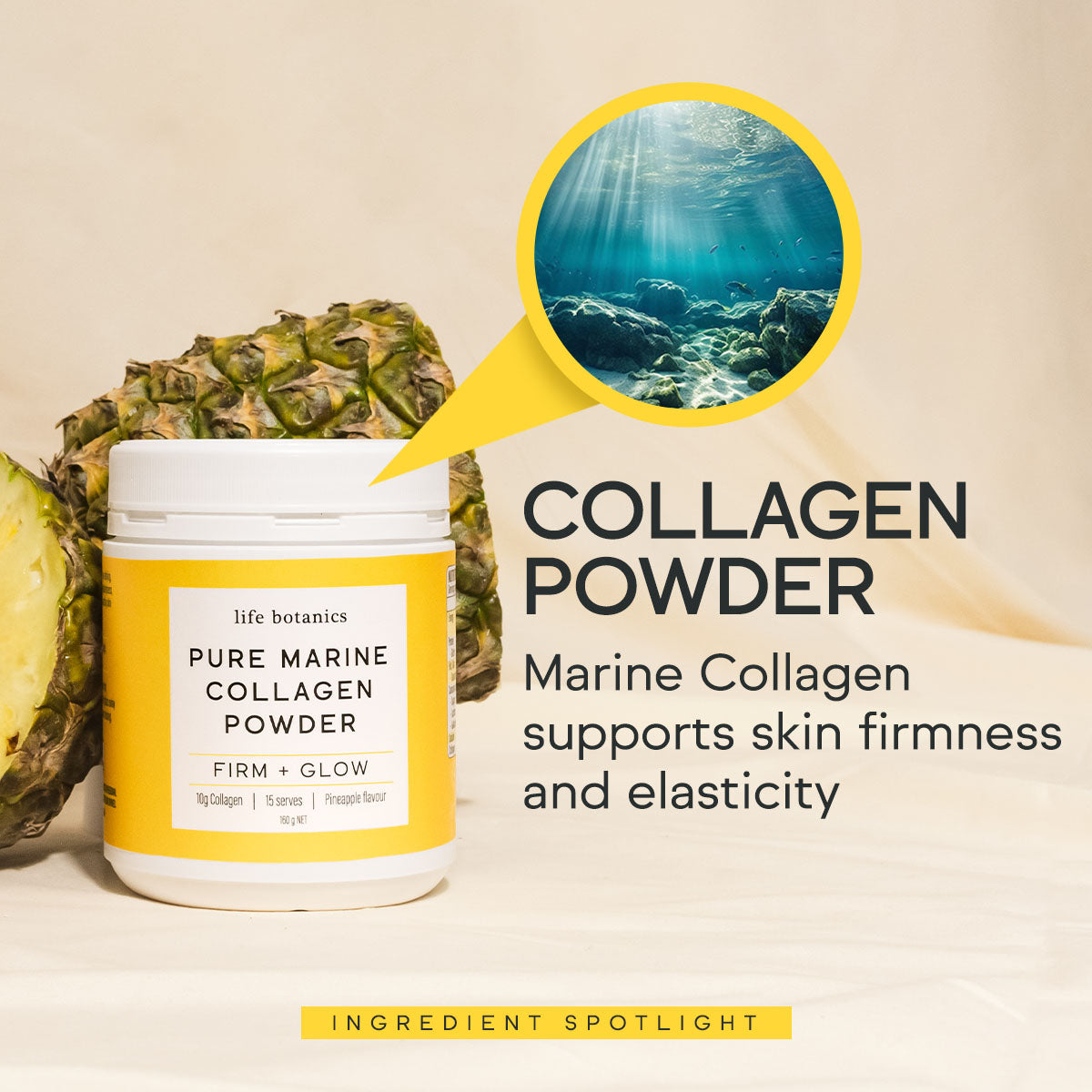 life botanics Pure Marine Collagen Powder Pineapple Collagen Poweder
