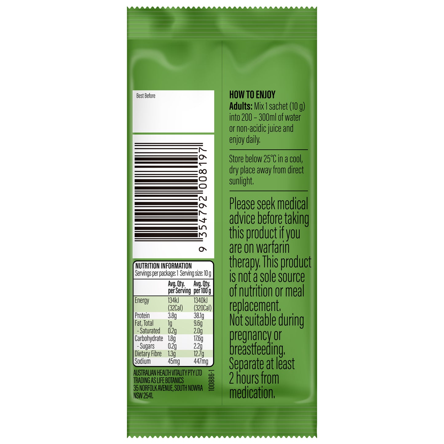 Life Botanics Vitality Greens 10g - July Expiry