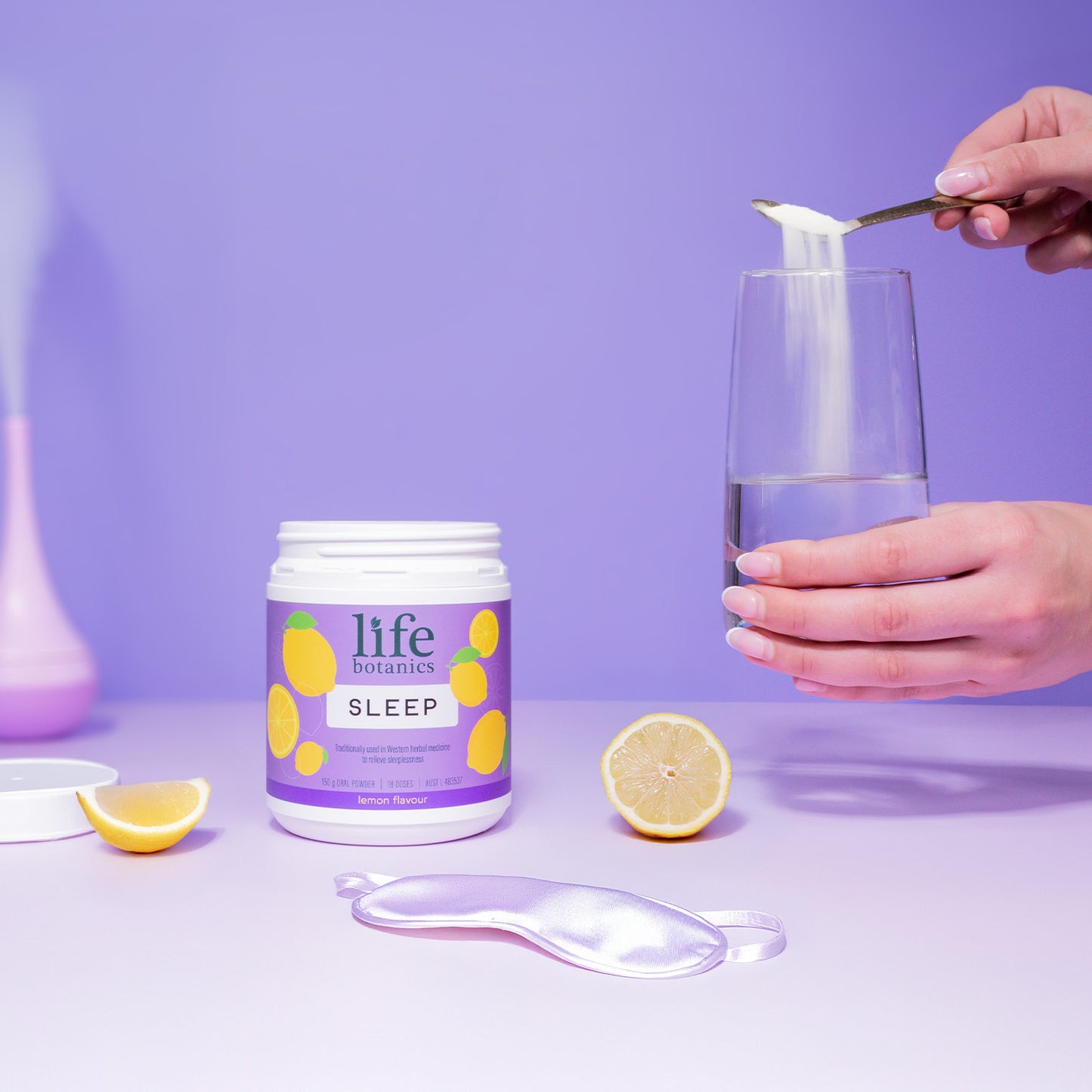 Life Botanics Good Sleep Kit — Stress + Sleep Gummies and Sleep Powder bundle on a cream background