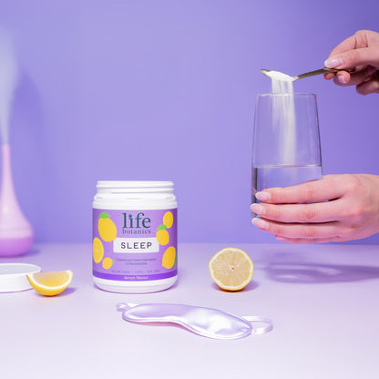 Life Botanics Good Sleep Kit — Stress + Sleep Gummies and Sleep Powder bundle on a cream background