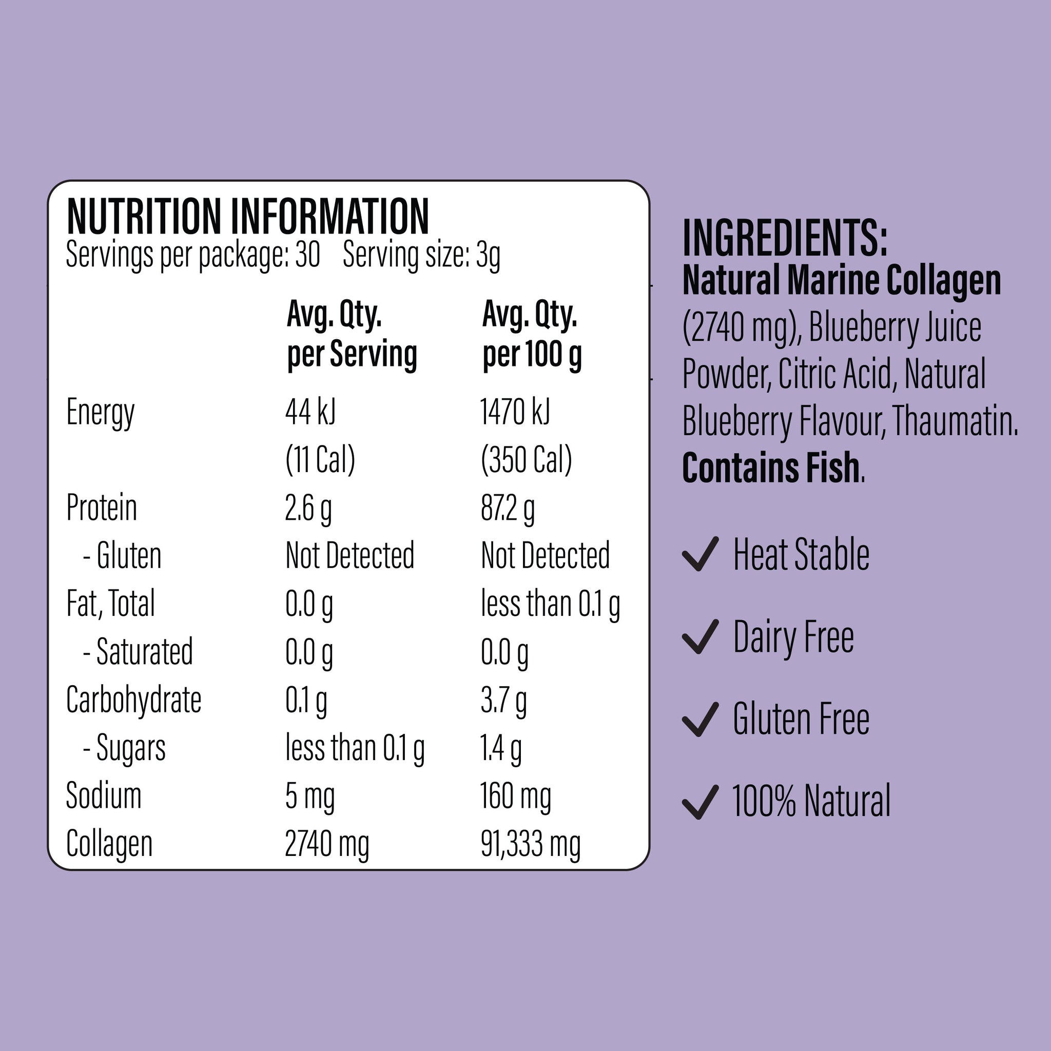 Natural Marine Collagen Powder - Blueberry