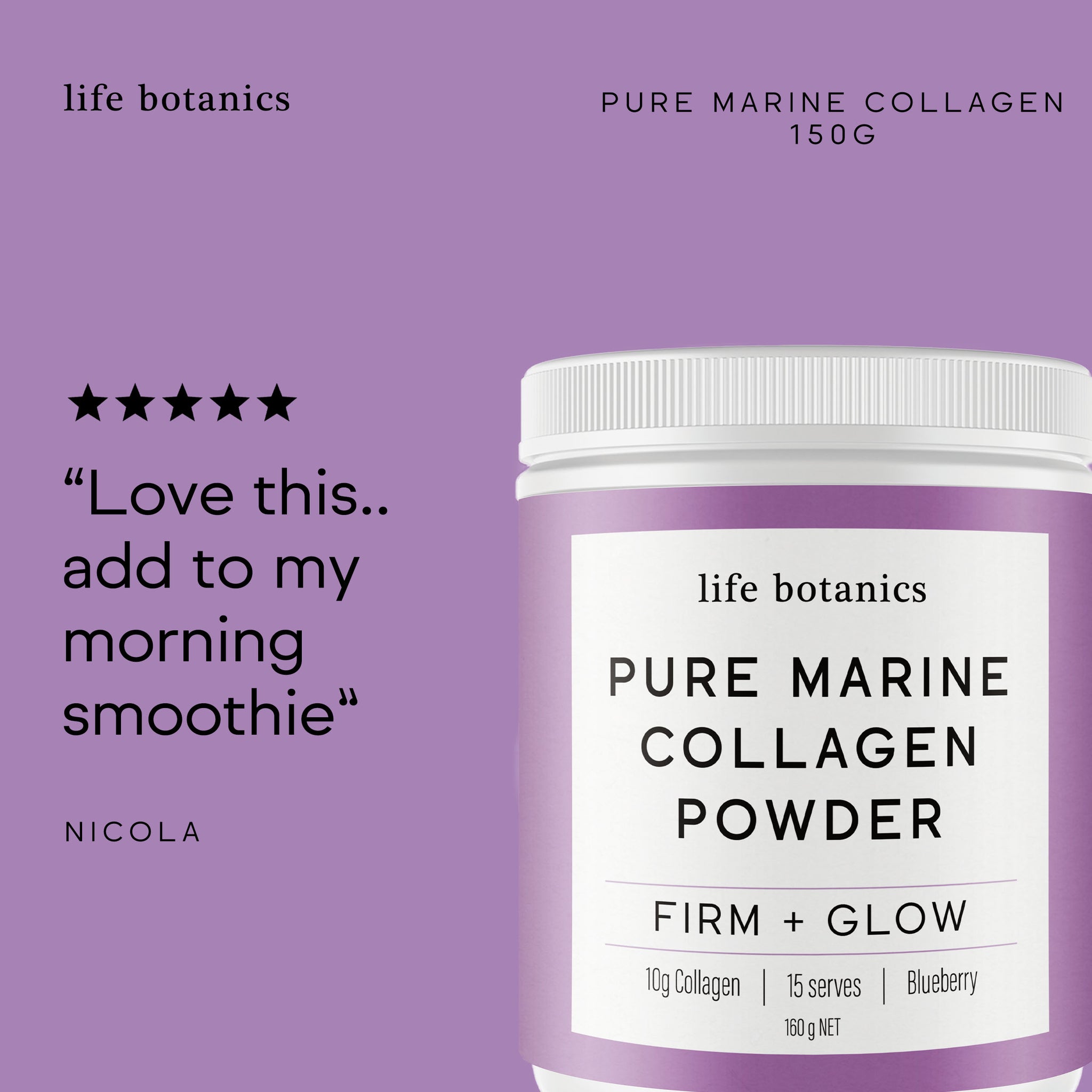 Life Botanics Pure Marine Collagen Blueberry 160g