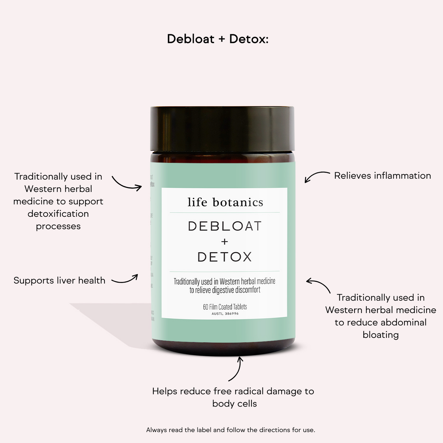 Life Botanics Debloat + Detox Tablets - October Expiry