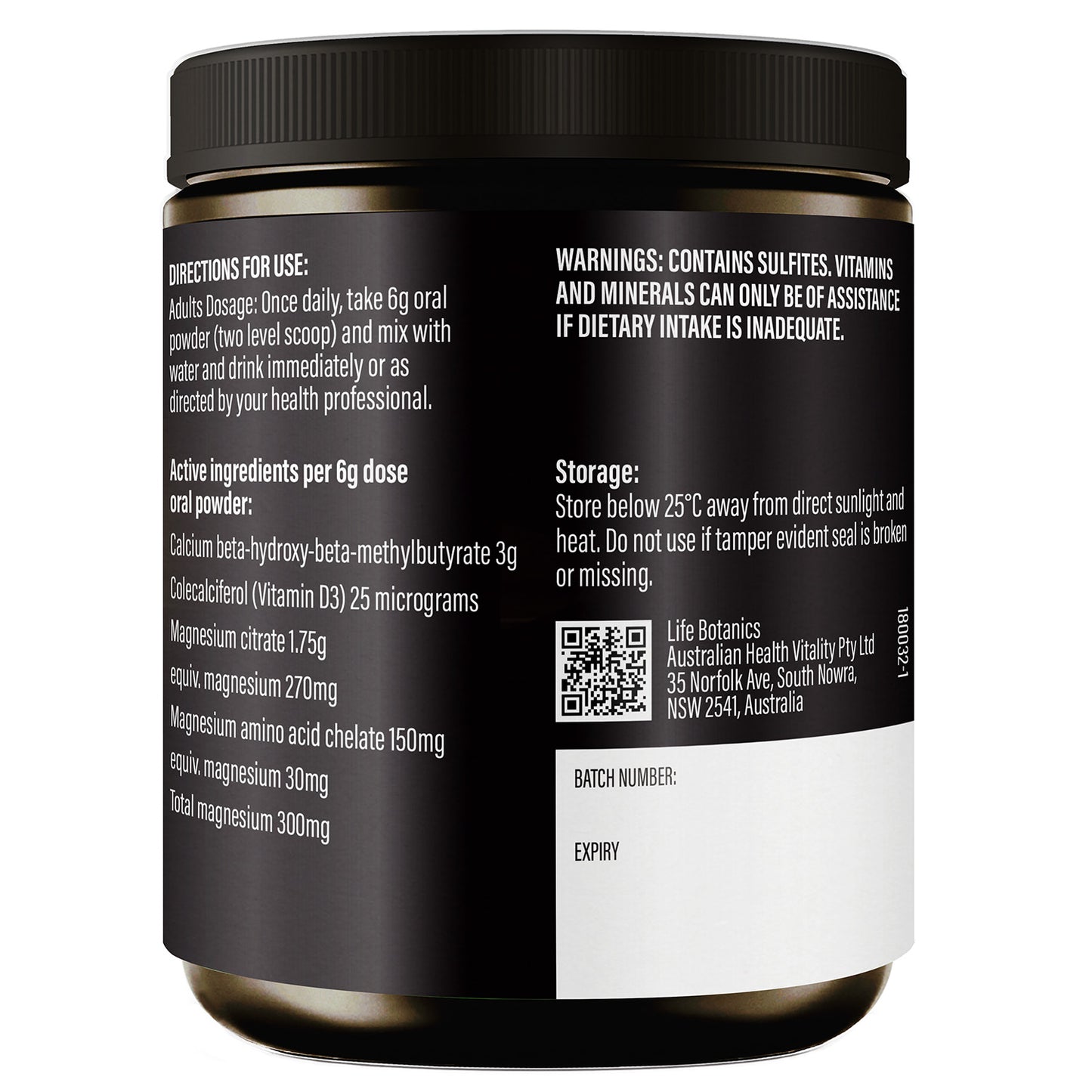 Life Botanics Active Magnesium + HMB 150g - August Expiry