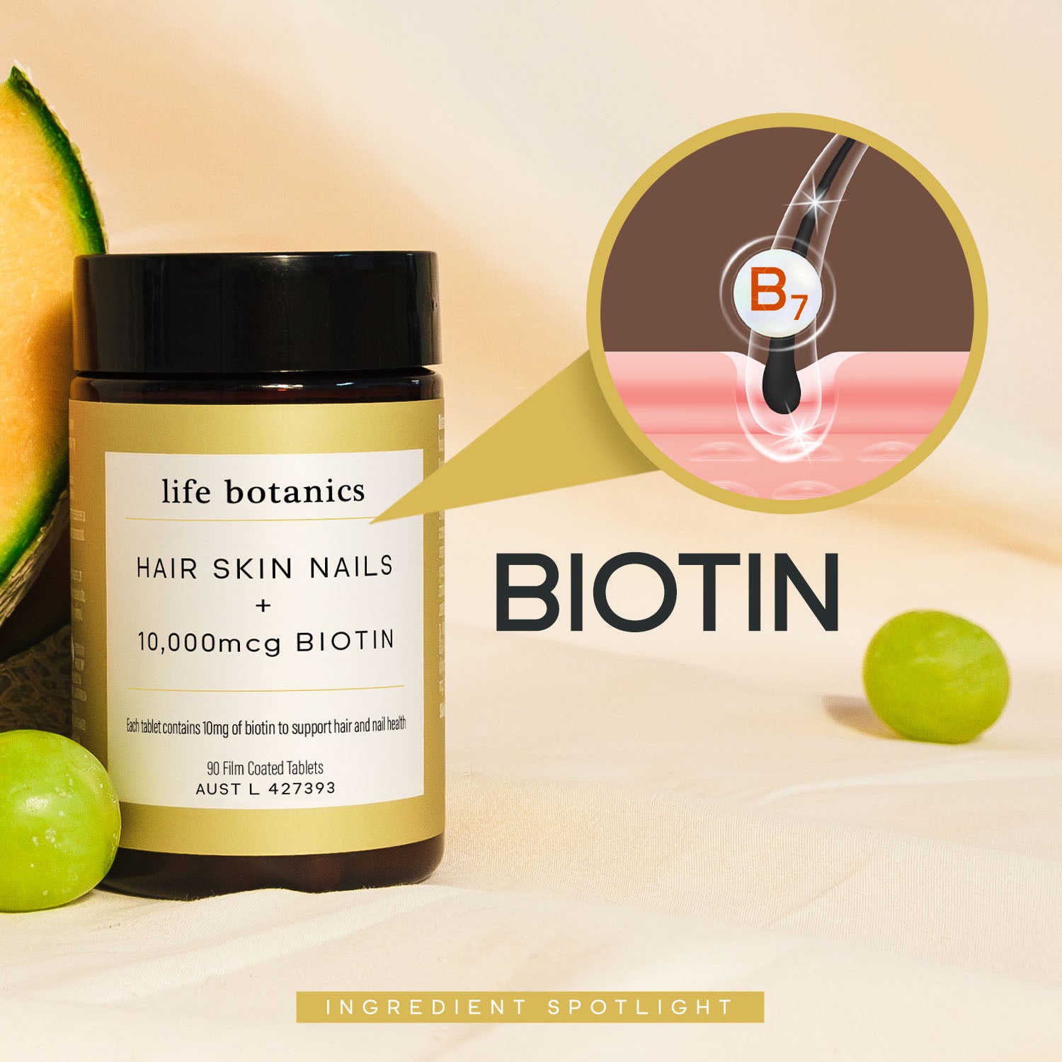 life botanics Hair Skin Nails + 10,000mcg Biotin Biotin