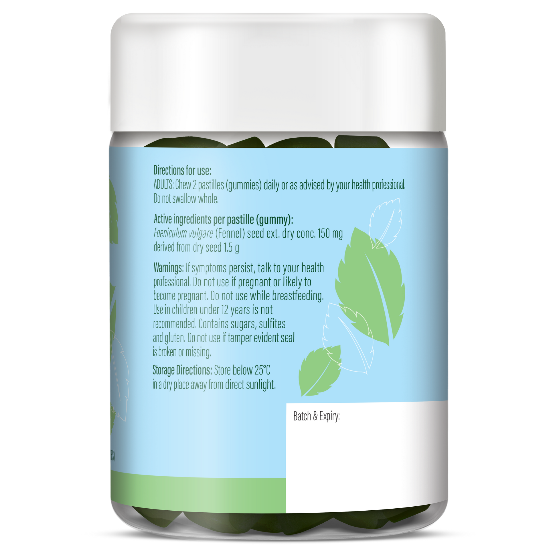 Life Botanics Debloat Gummies 60s — right side panel / back label