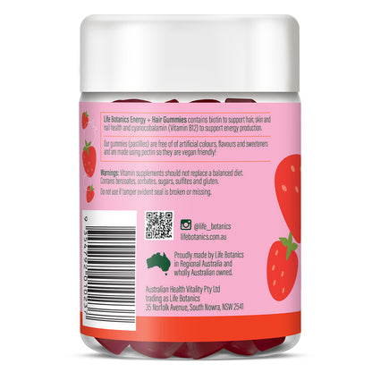 Life Botanics Energy + Hair Gummies 60s — pack detail photo