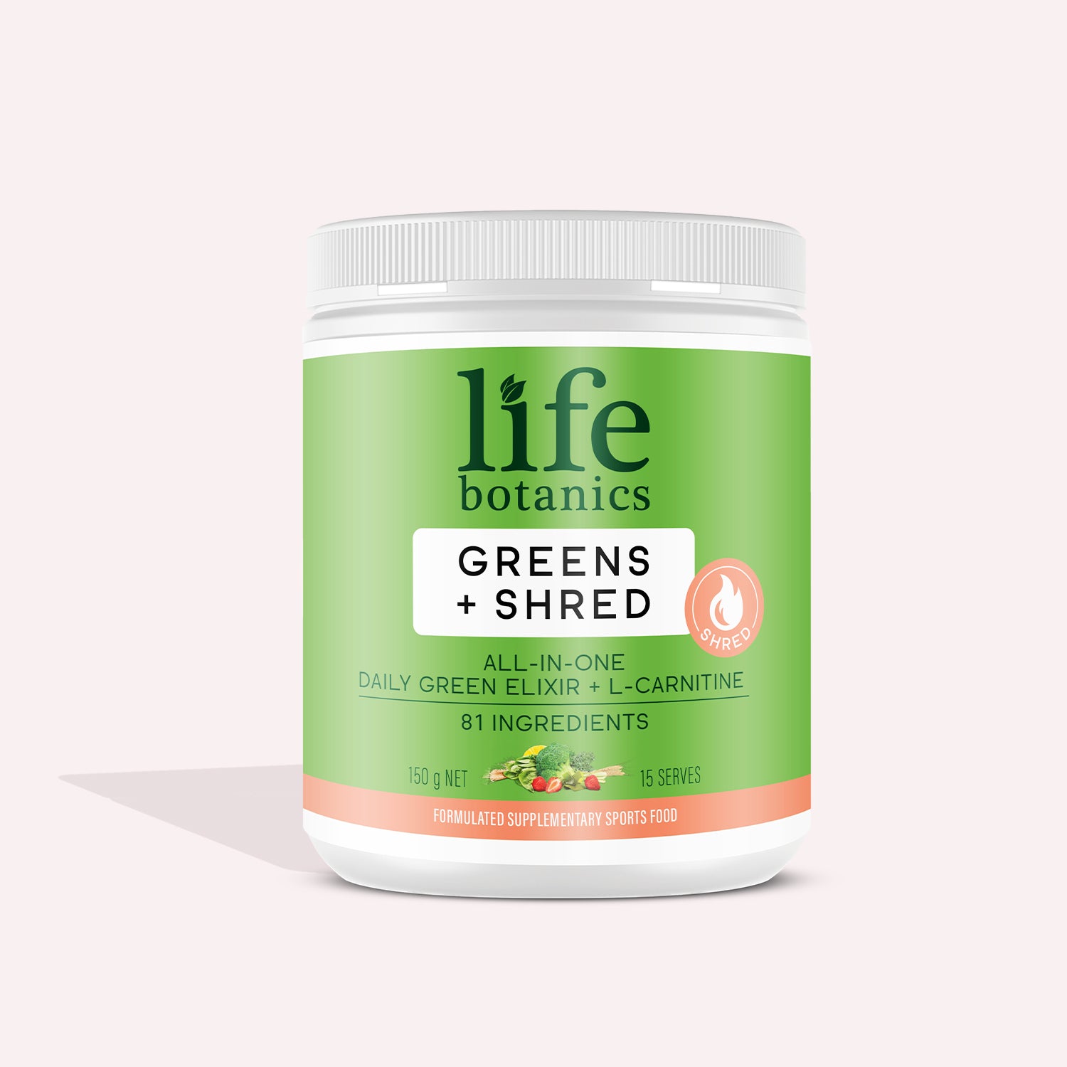 Life Botanics Greens + Shred 150g — front of pack