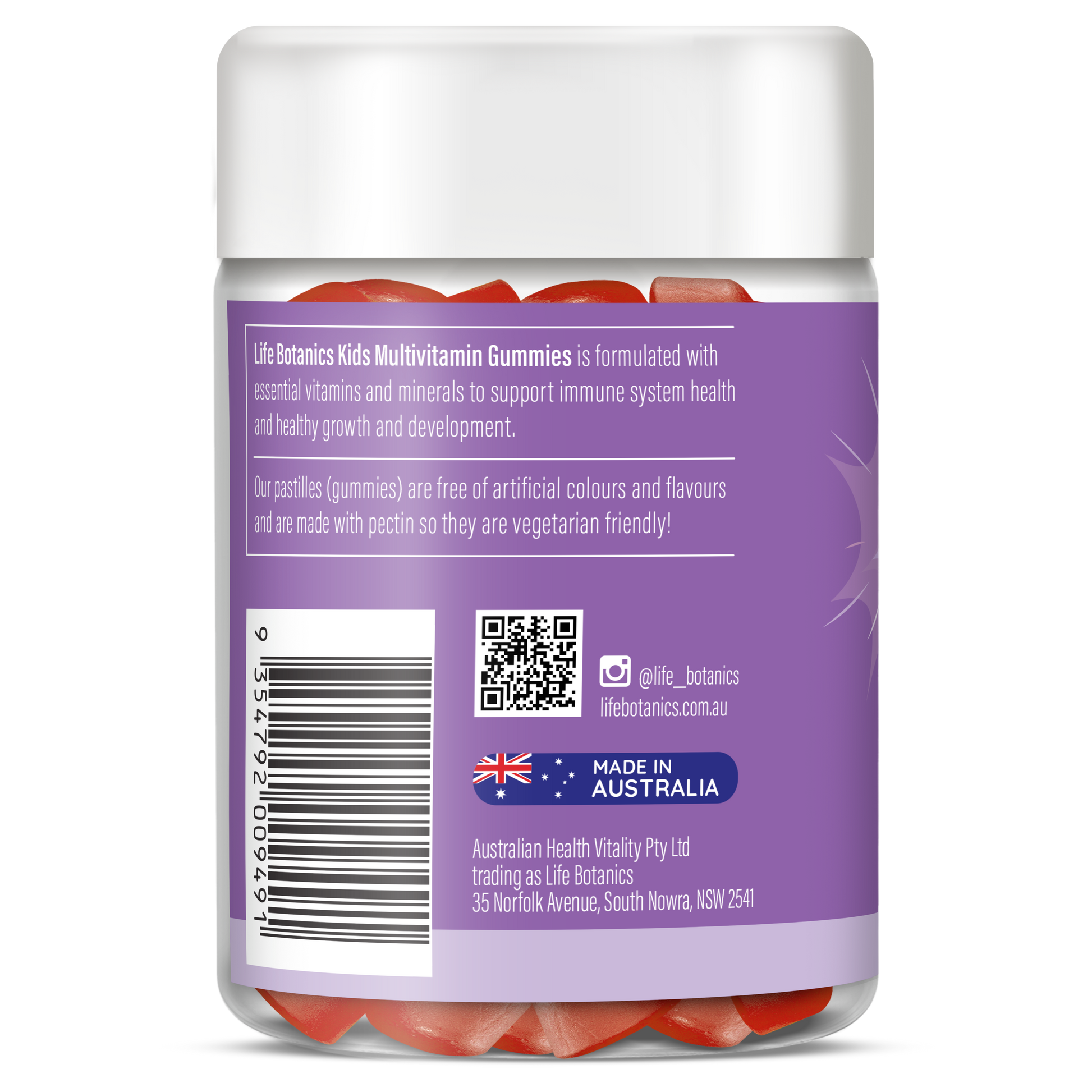 Life Botanics Kids Multivitamin Gummies 90s — left side panel label