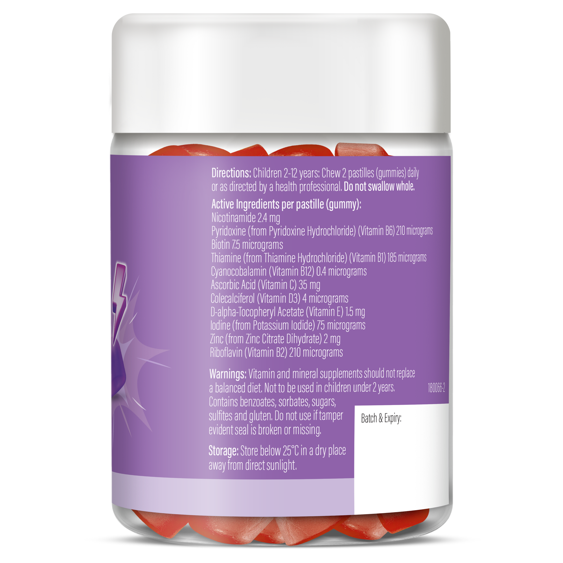 Life Botanics Kids Multivitamin Gummies 90s — right side panel / back label