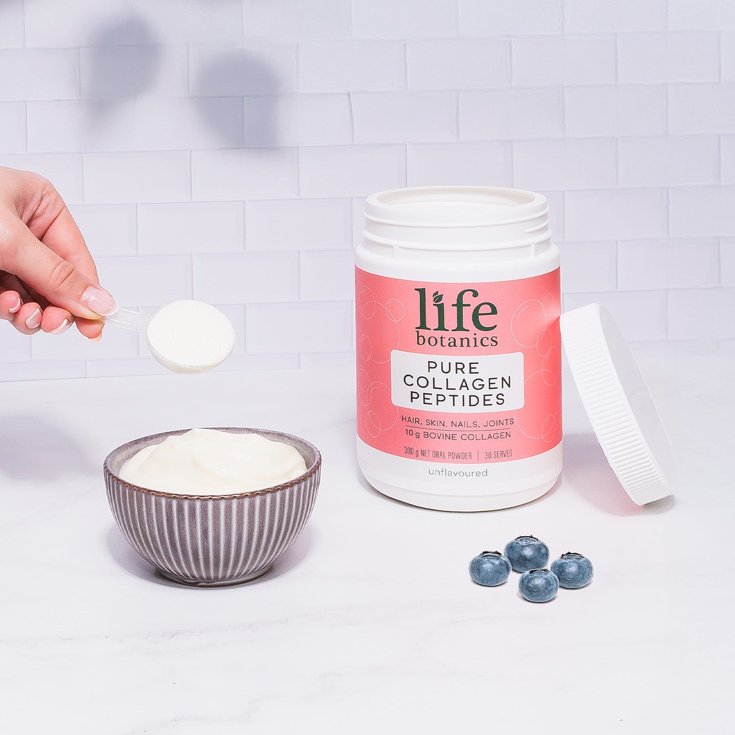 Life Botanics Pure Collagen Peptides 300g — lifestyle photo