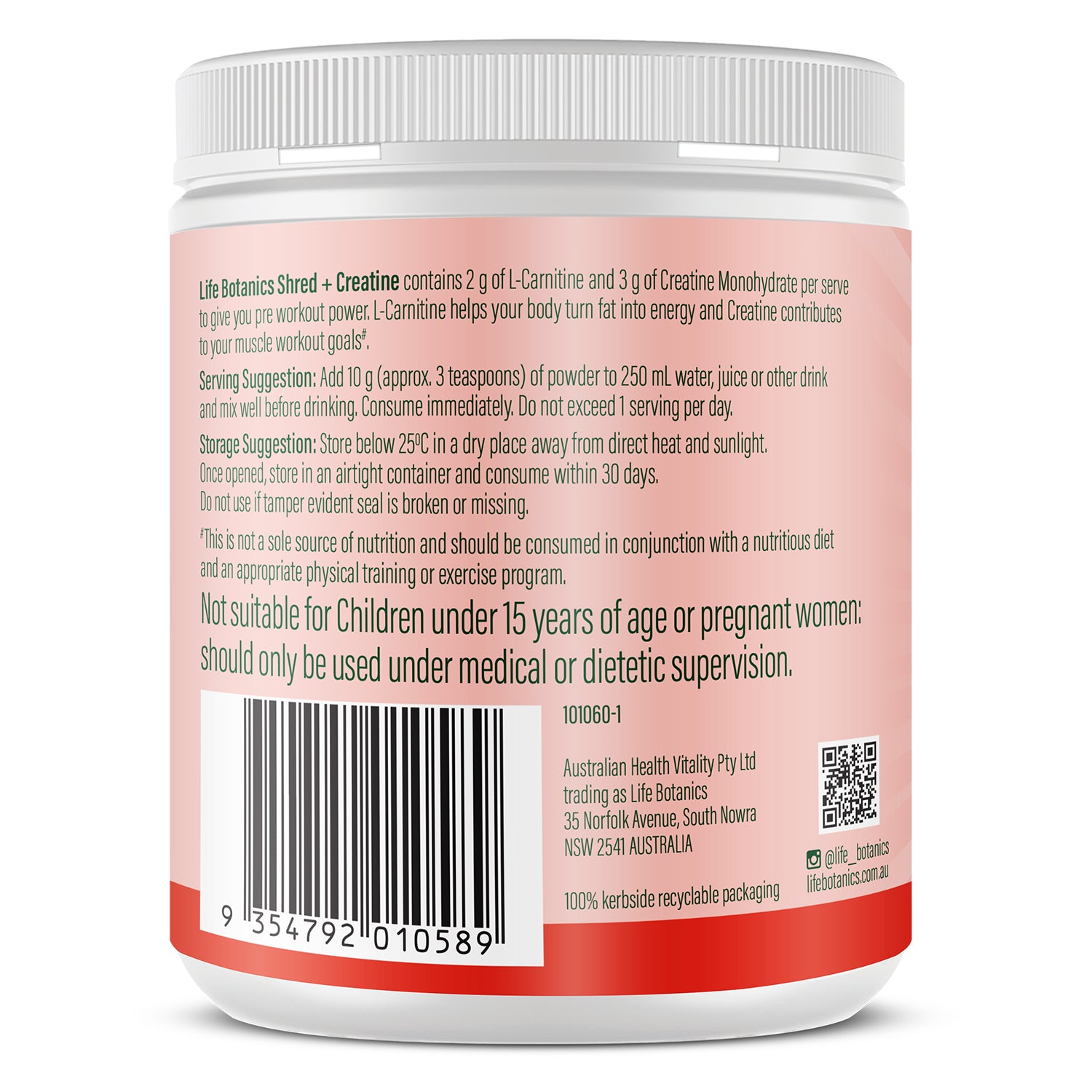 Life Botanics Shred + Creatine 150g — pack detail photo