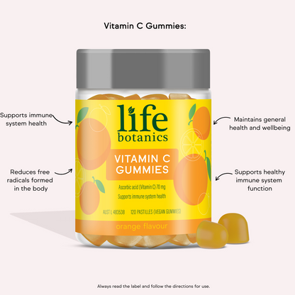 Life Botanics Vitamin C Gummies 120s — benefits and nutrition information graphic