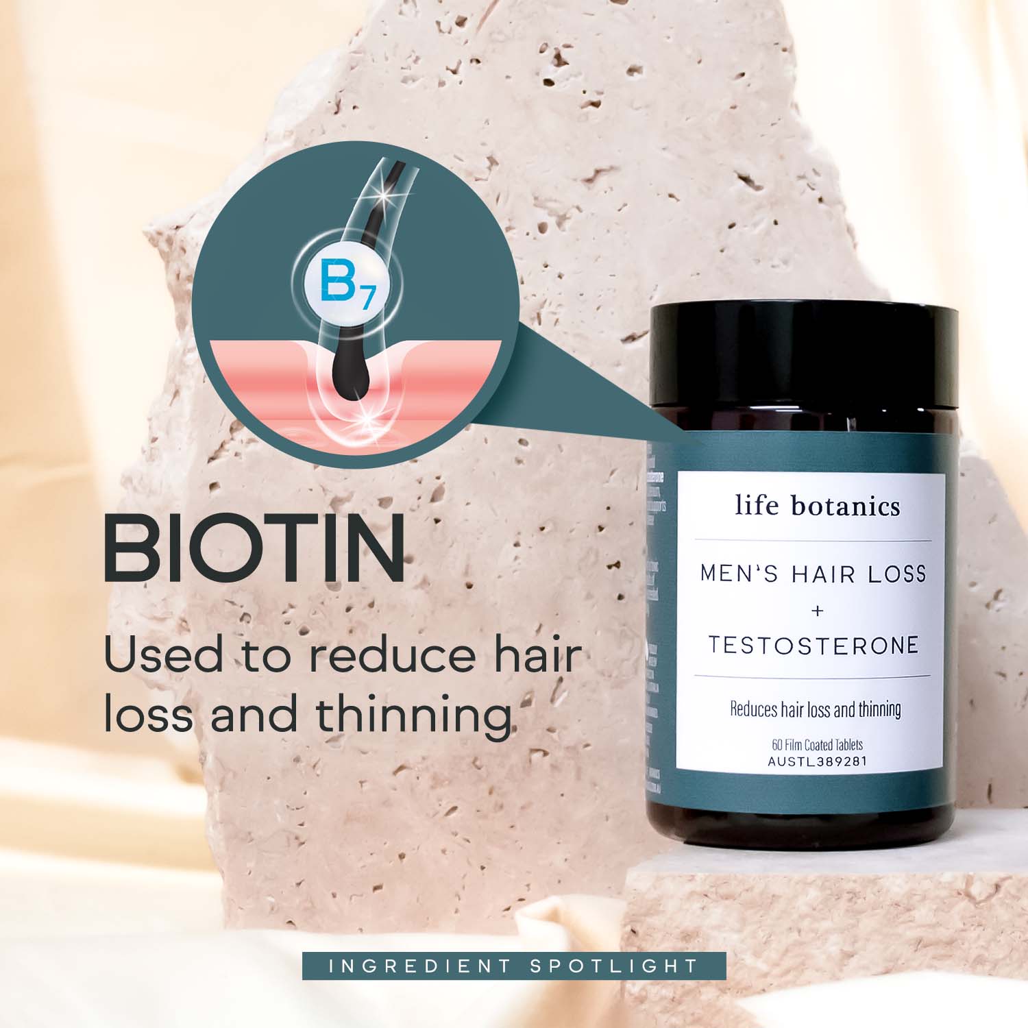 life botanics Men's Hair Loss + Testosterone Biotin 180