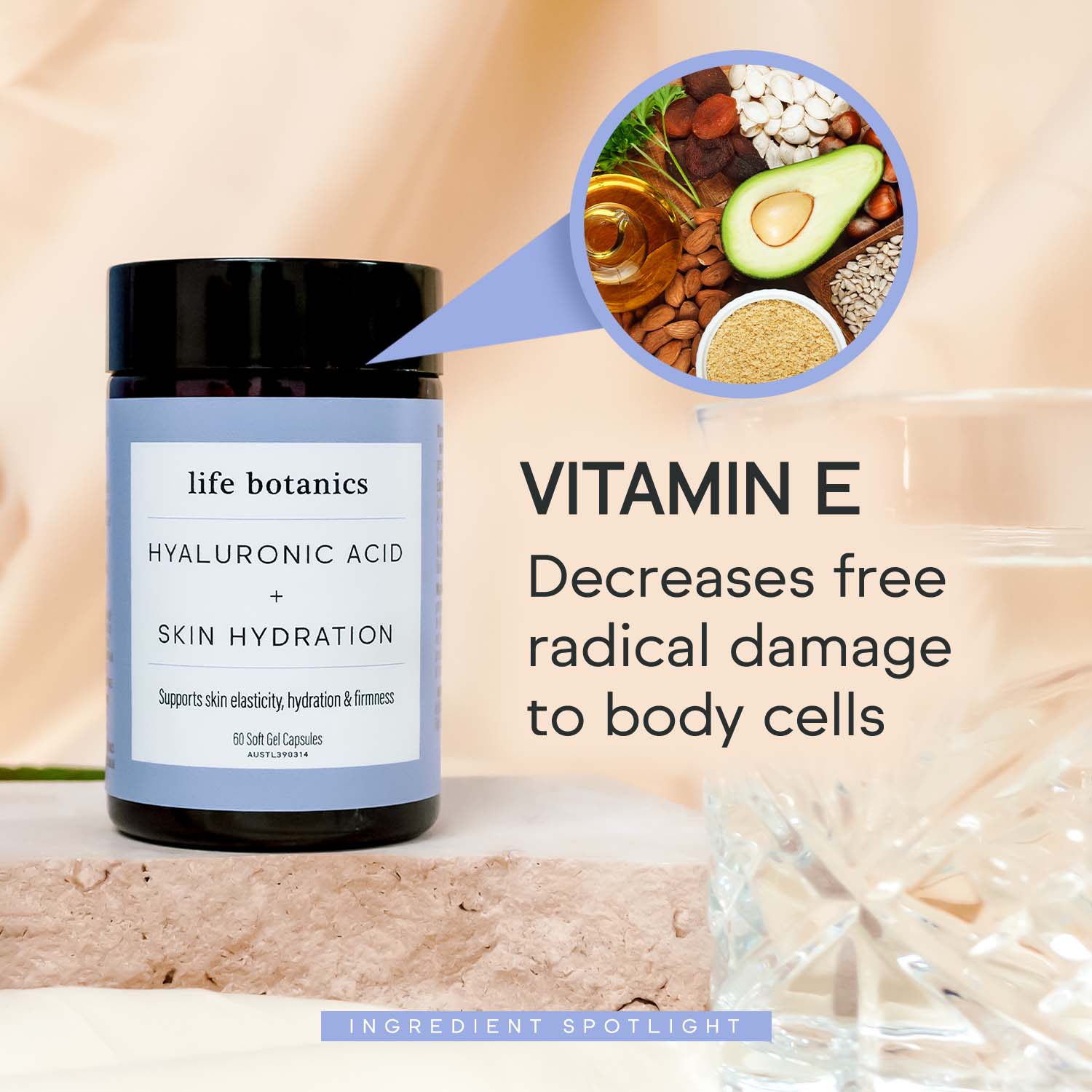 life botanics Hyaluronic Acid + Skin Hydration Vitamin E 180